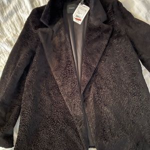 Theory faux shearling or curly lamb jacket new with tags black